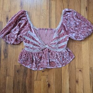 Free People Velvet Crop Top in Dusty Rose